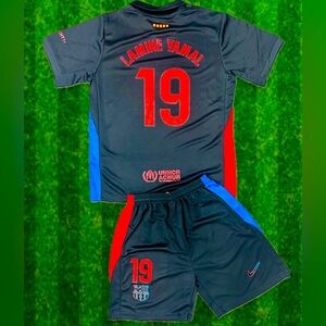 YOUTH Lamine Yamal #19 Nike Soccer Jersey Kids Kit Jersey + Shorts (X-SMALL)